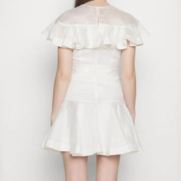 $490 NWT SANDRO Majorque Linen Blend Ruffled Dress Size FR 42 US 10 - Picture 5 of 10